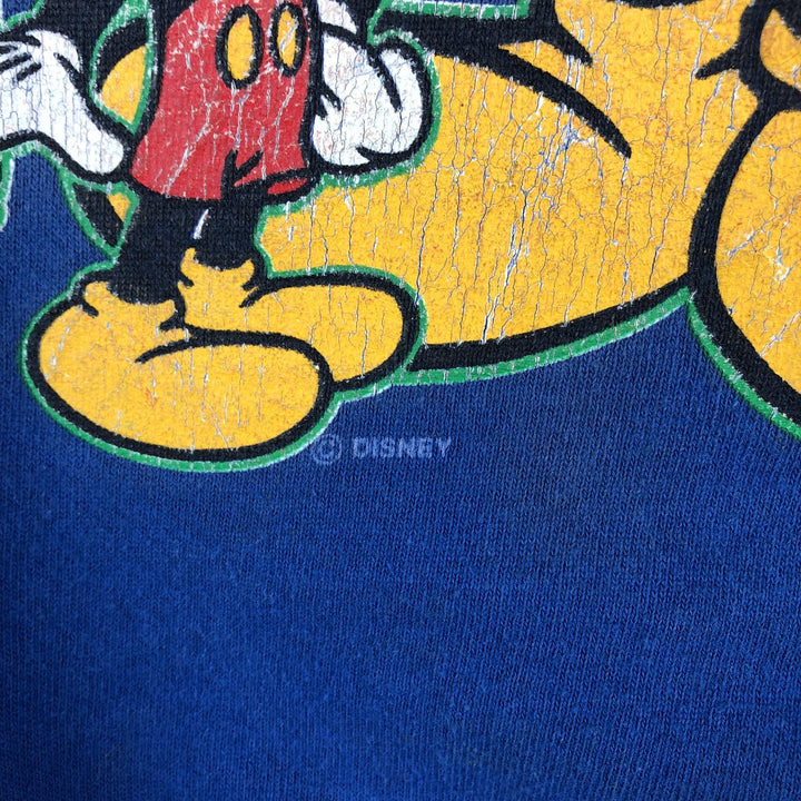 2000'S GENUS MICKEY MOUSE Mickey Mouse character sweatshirt, Made in USA, Men's size M cotton blue type Vintage Second Hand