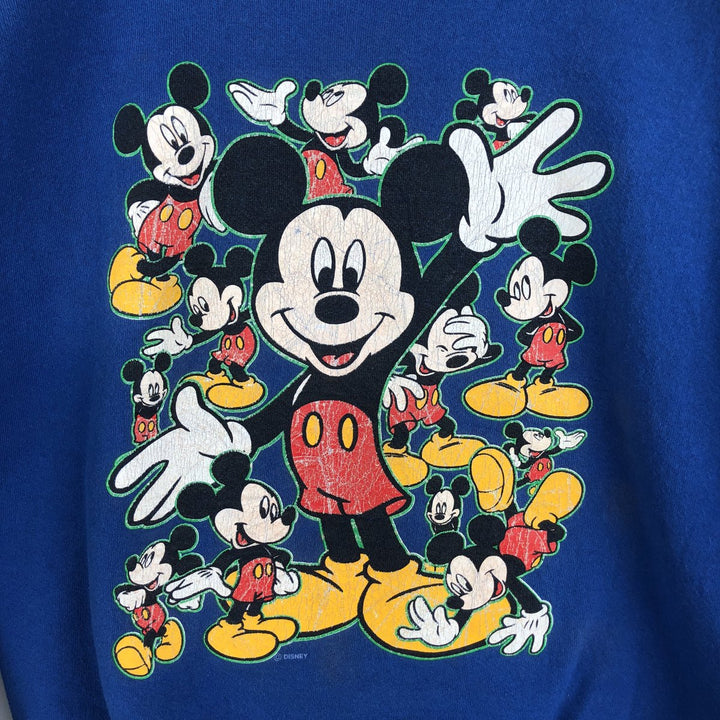 2000'S GENUS MICKEY MOUSE Mickey Mouse character sweatshirt, Made in USA, Men's size M cotton blue type Vintage Second Hand
