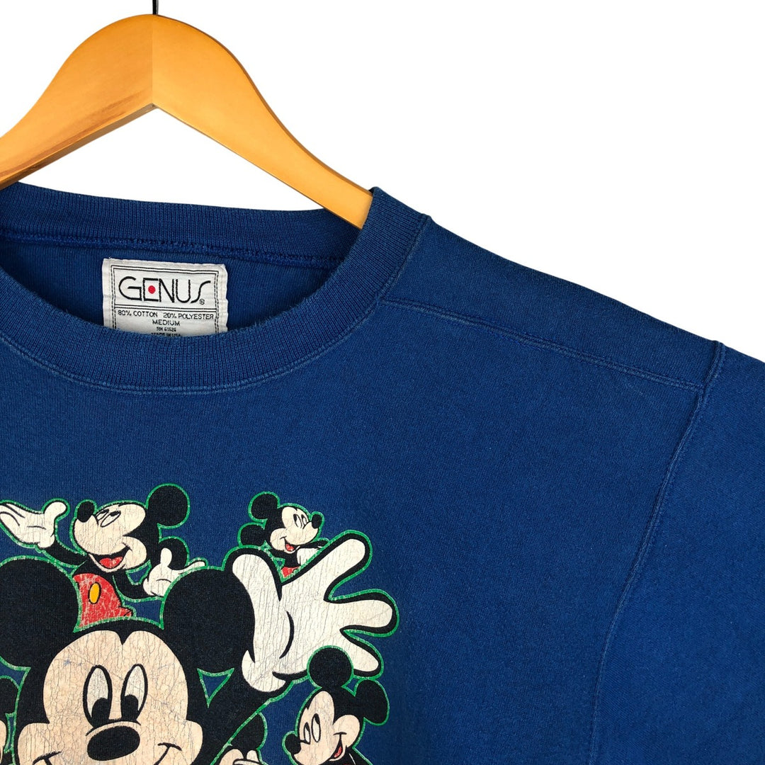 2000'S GENUS MICKEY MOUSE Mickey Mouse character sweatshirt, Made in USA, Men's size M cotton blue type Vintage Second Hand