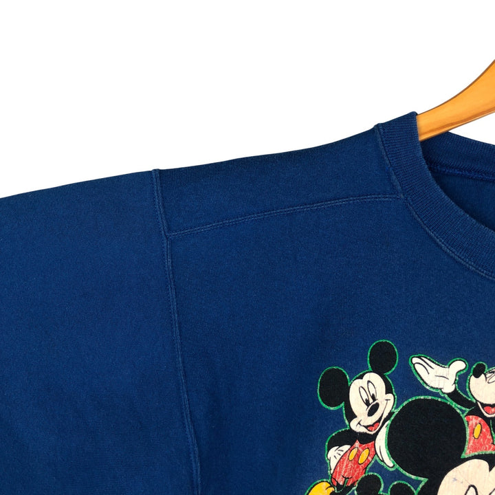 2000'S GENUS MICKEY MOUSE Mickey Mouse character sweatshirt, Made in USA, Men's size M cotton blue type Vintage Second Hand