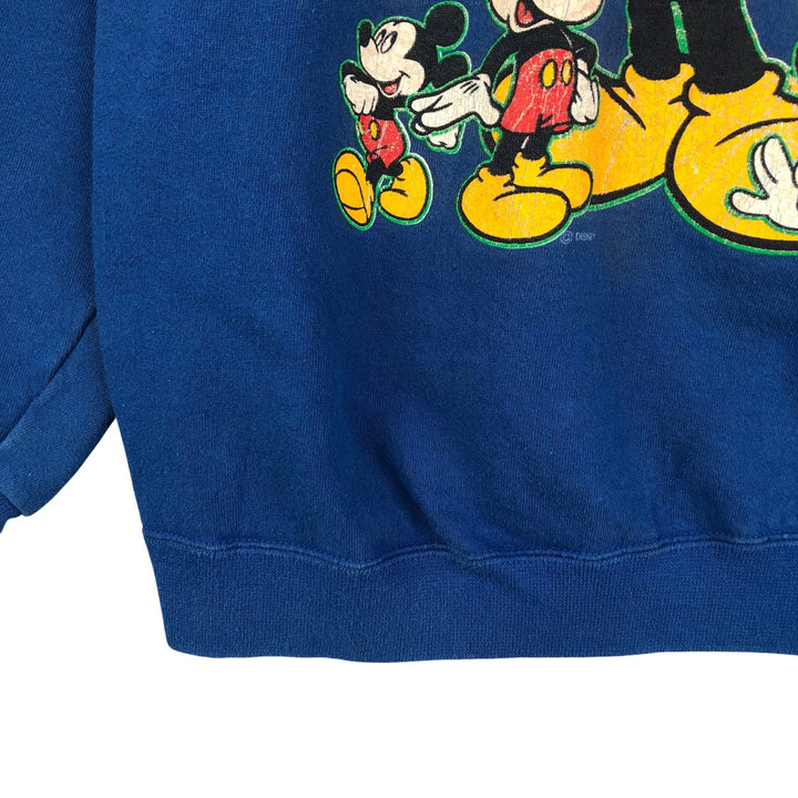 2000'S GENUS MICKEY MOUSE Mickey Mouse character sweatshirt, Made in USA, Men's size M cotton blue type Vintage Second Hand