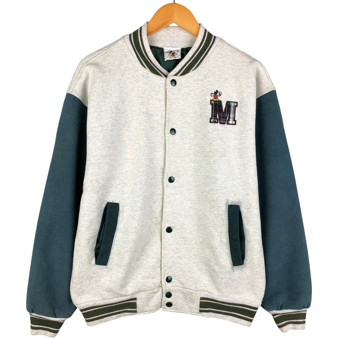 90'S Mickey and Co. Mickey Mouse Sweatshirt Varsity Jacket, Men's Size L, Vintage unclear Green type dark green Vintage Second Hand