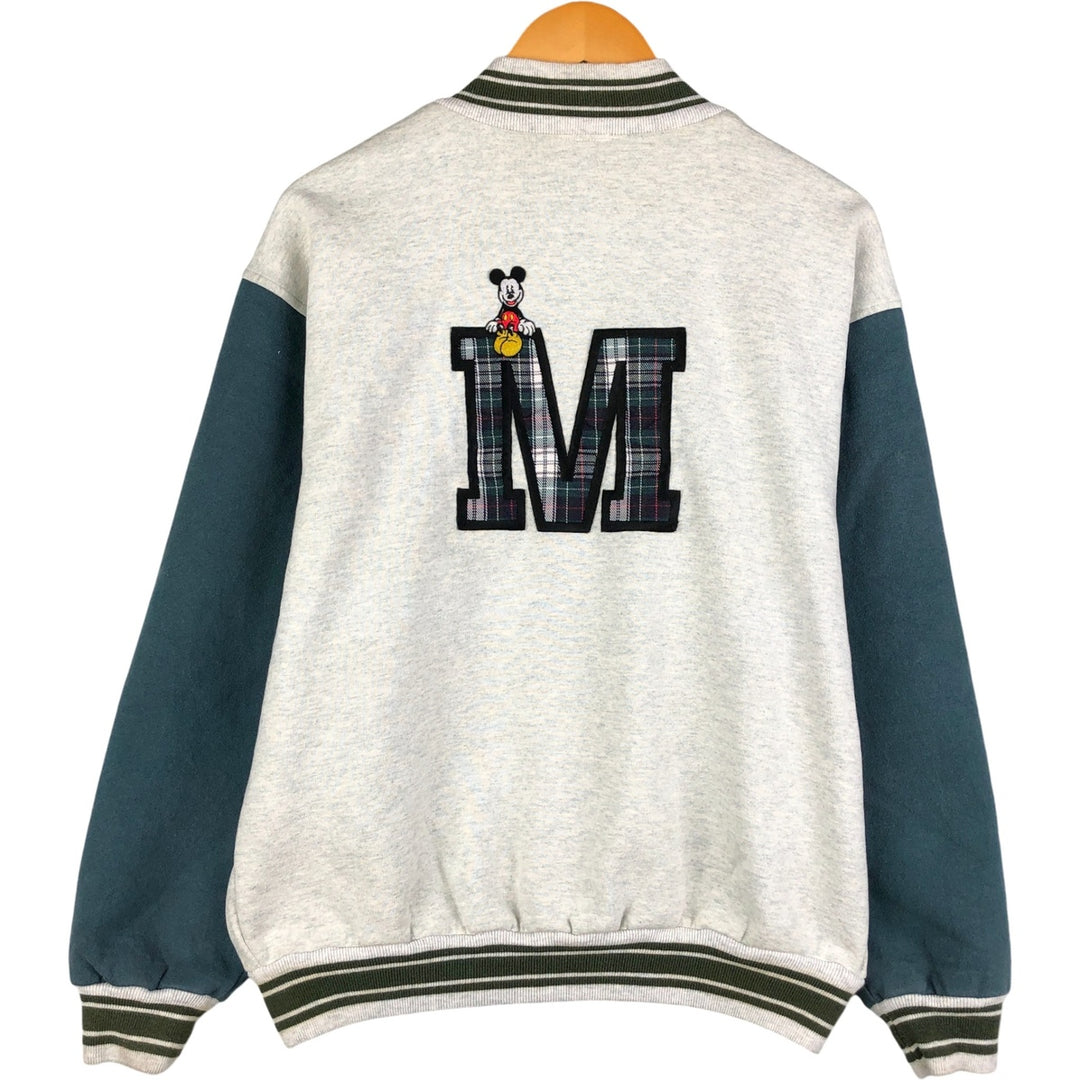 90'S Mickey and Co. Mickey Mouse Sweatshirt Varsity Jacket, Men's Size L, Vintage unclear Green type dark green Vintage Second Hand