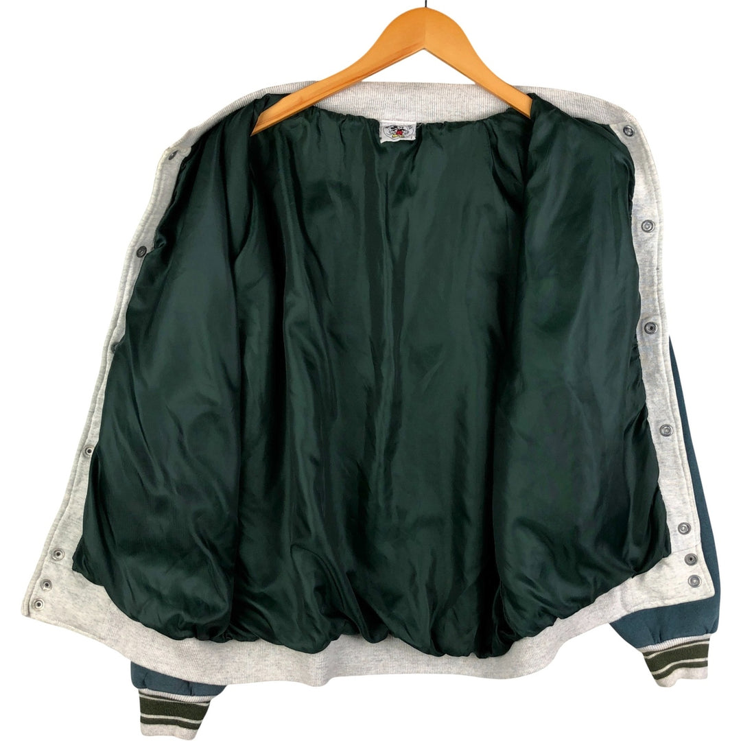 90'S Mickey and Co. Mickey Mouse Sweatshirt Varsity Jacket, Men's Size L, Vintage unclear Green type dark green Vintage Second Hand