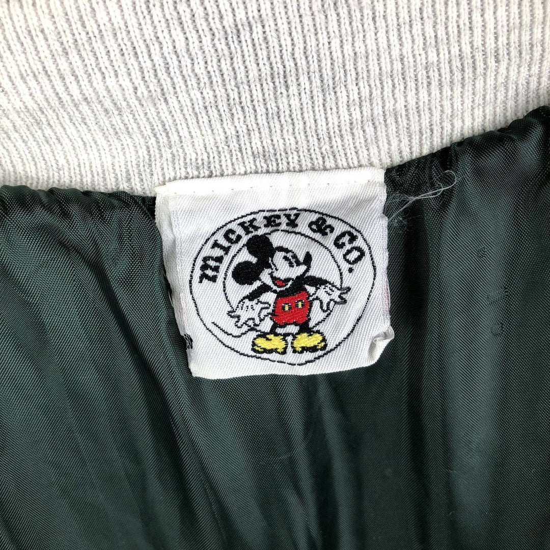 90'S Mickey and Co. Mickey Mouse Sweatshirt Varsity Jacket, Men's Size L, Vintage unclear Green type dark green Vintage Second Hand