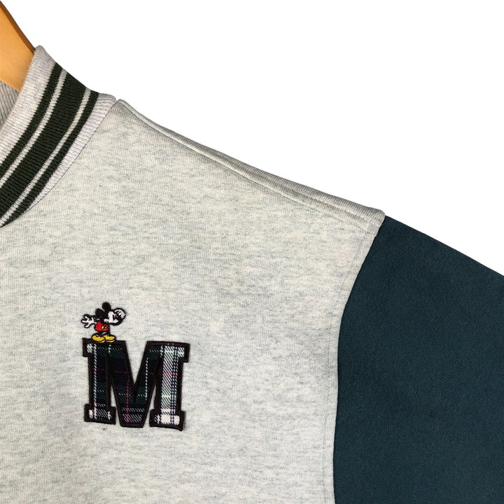 90'S Mickey and Co. Mickey Mouse Sweatshirt Varsity Jacket, Men's Size L, Vintage unclear Green type dark green Vintage Second Hand