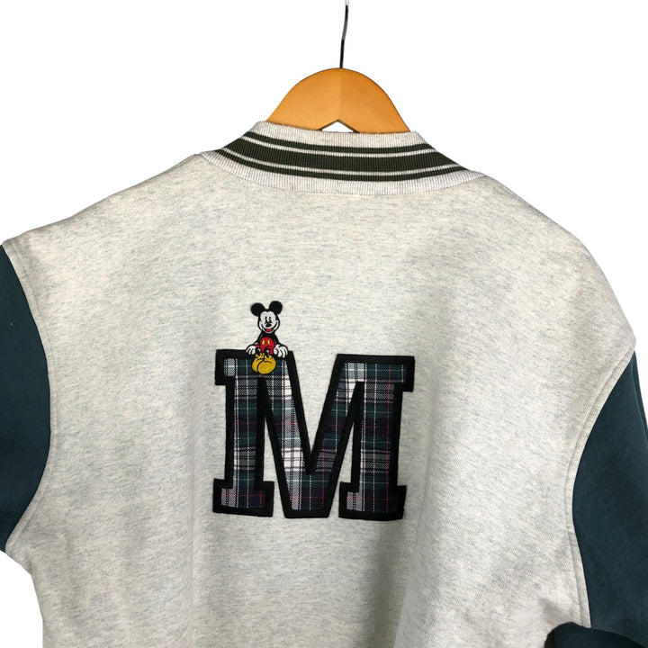 90'S Mickey and Co. Mickey Mouse Sweatshirt Varsity Jacket, Men's Size L, Vintage unclear Green type dark green Vintage Second Hand