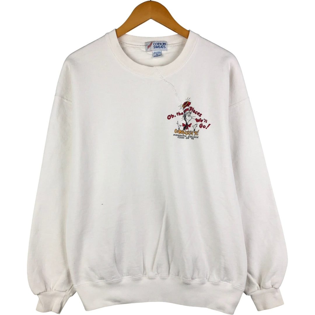 Vintage 90'S Jerseys Cat in the Hat character sweatshirt, Made in USA, Men's XL cotton white type Vintage Second Hand