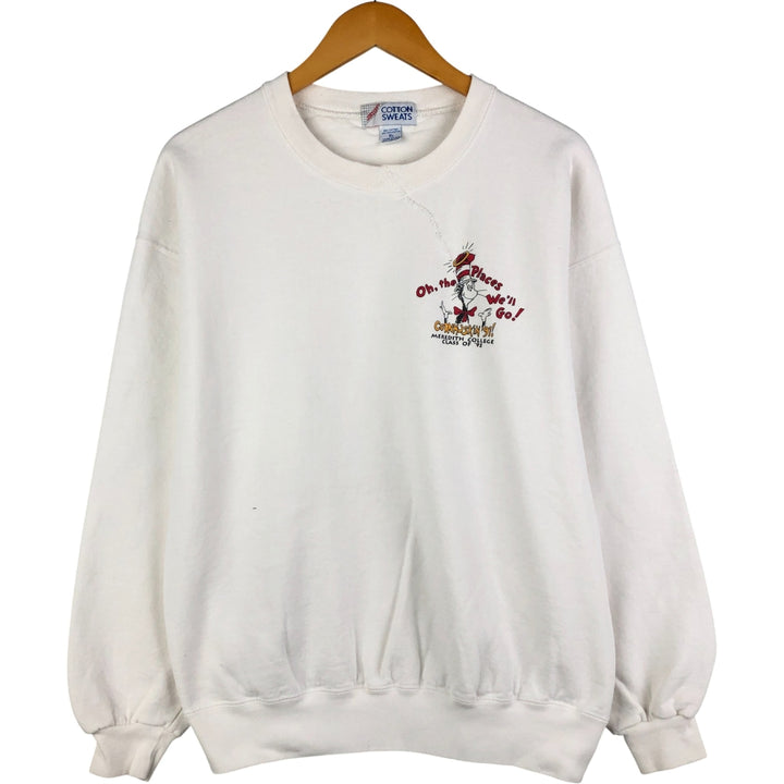 Vintage 90'S Jerseys Cat in the Hat character sweatshirt, Made in USA, Men's XL cotton white type Vintage Second Hand