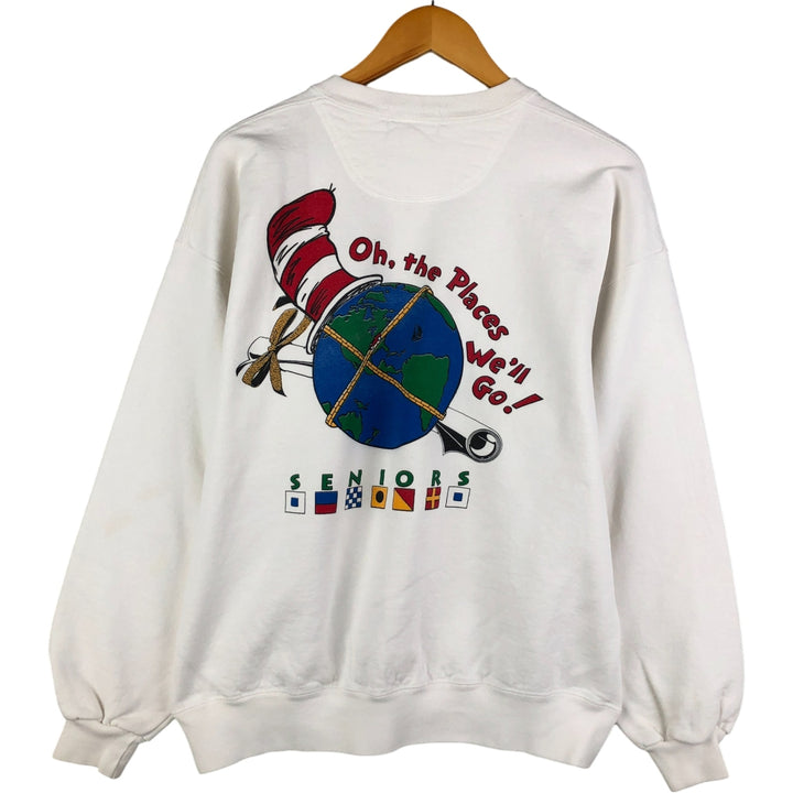 Vintage 90'S Jerseys Cat in the Hat character sweatshirt, Made in USA, Men's XL cotton white type Vintage Second Hand
