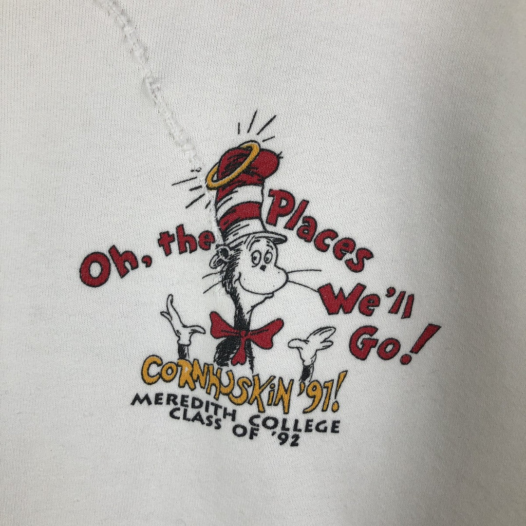 Vintage 90'S Jerseys Cat in the Hat character sweatshirt, Made in USA, Men's XL cotton white type Vintage Second Hand