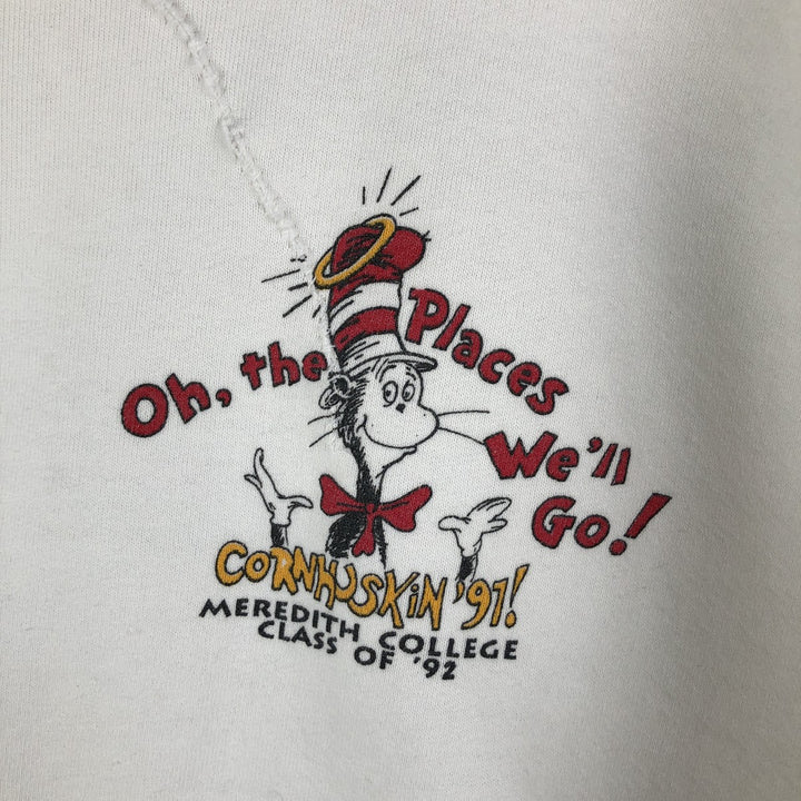 Vintage 90'S Jerseys Cat in the Hat character sweatshirt, Made in USA, Men's XL cotton white type Vintage Second Hand
