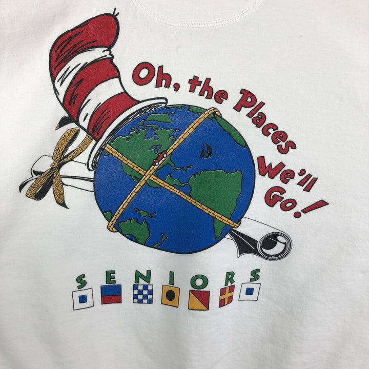 Vintage 90'S Jerseys Cat in the Hat character sweatshirt, Made in USA, Men's XL cotton white type Vintage Second Hand