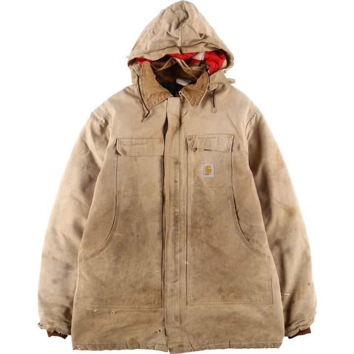 1980'S Carhartt 100th Anniversary Model Padded Traditional Coat Duck Full Zip Parka Men's XL Vintage cotton Beige type Vintage Second Hand