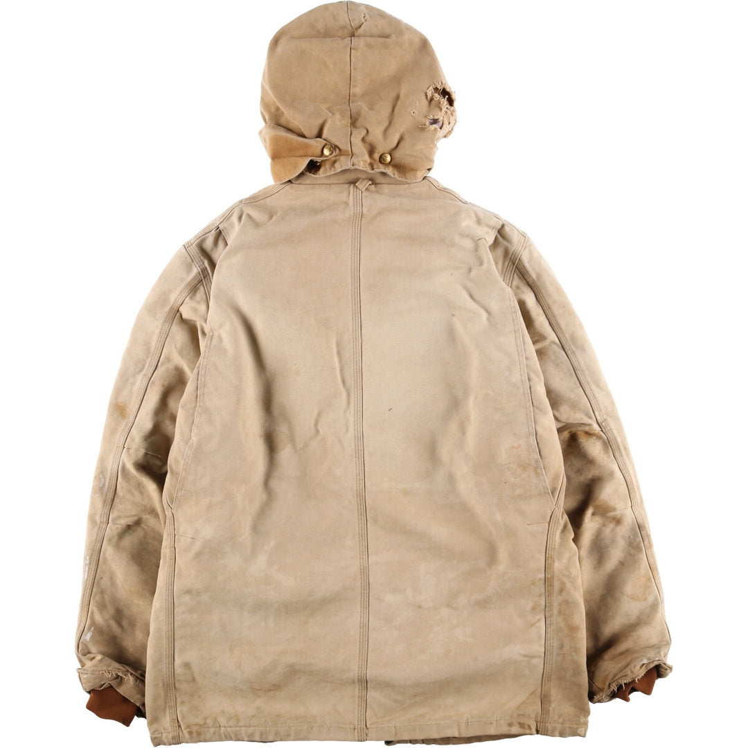 1980'S Carhartt 100th Anniversary Model Padded Traditional Coat Duck Full Zip Parka Men's XL Vintage cotton Beige type Vintage Second Hand