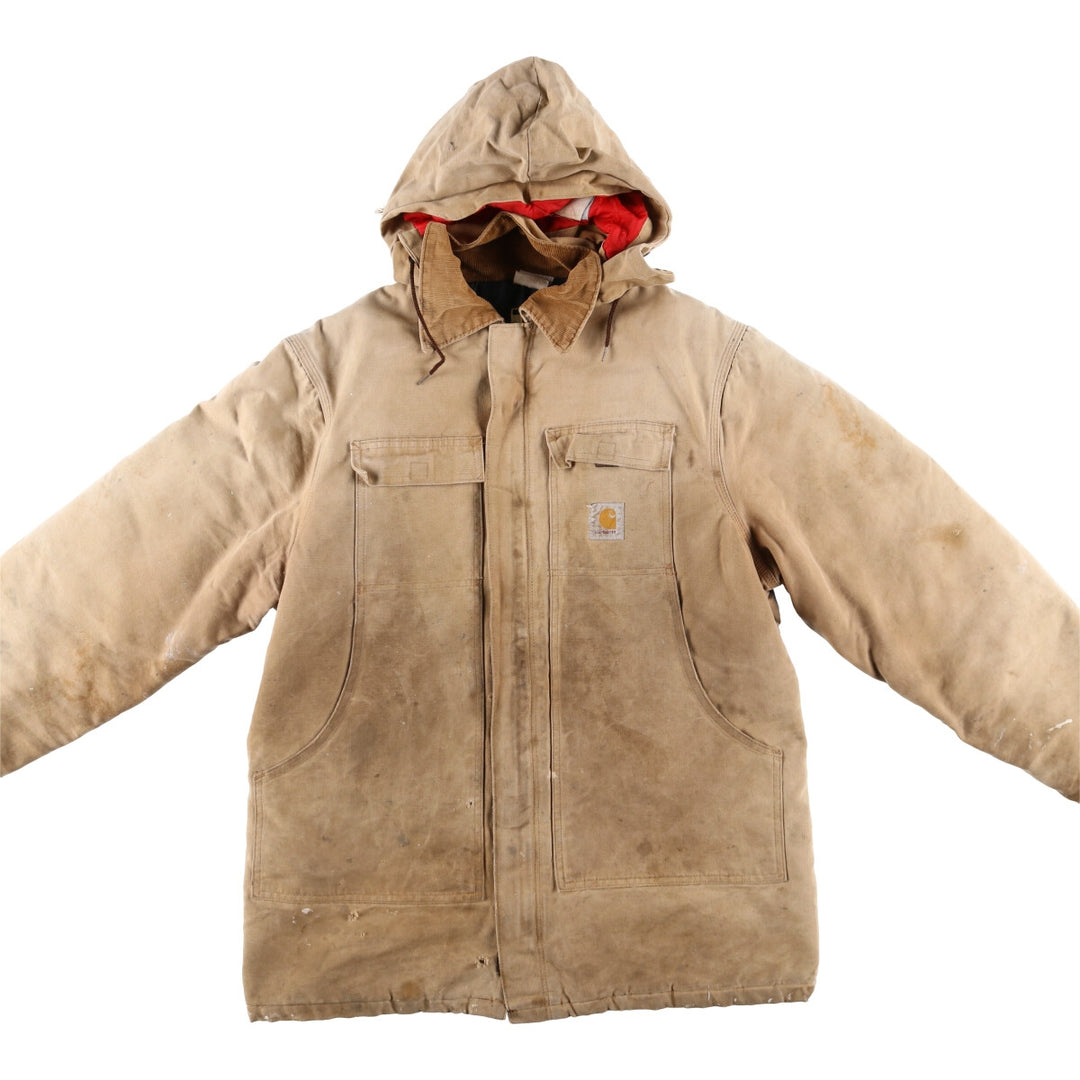1980'S Carhartt 100th Anniversary Model Padded Traditional Coat Duck Full Zip Parka Men's XL Vintage cotton Beige type Vintage Second Hand