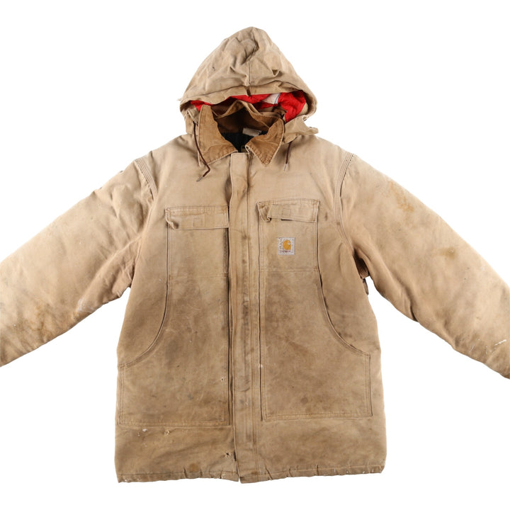 1980'S Carhartt 100th Anniversary Model Padded Traditional Coat Duck Full Zip Parka Men's XL Vintage cotton Beige type Vintage Second Hand