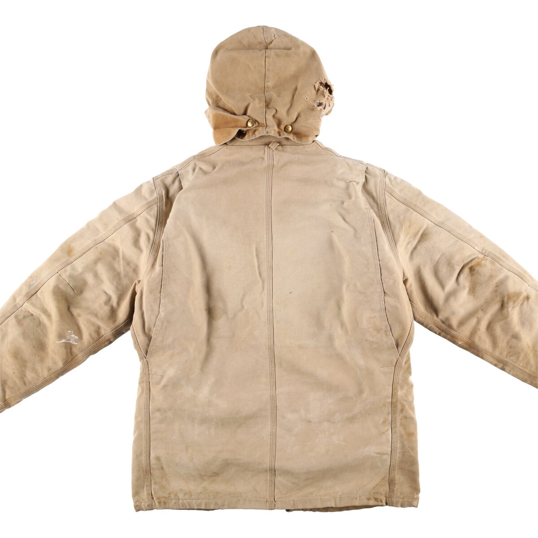 1980'S Carhartt 100th Anniversary Model Padded Traditional Coat Duck Full Zip Parka Men's XL Vintage cotton Beige type Vintage Second Hand