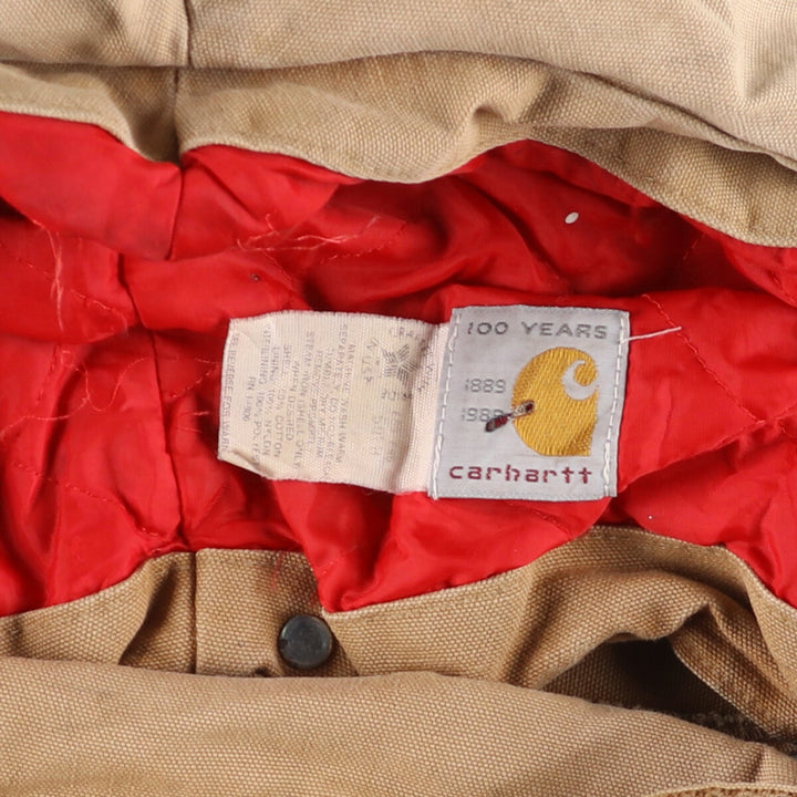1980'S Carhartt 100th Anniversary Model Padded Traditional Coat Duck Full Zip Parka Men's XL Vintage cotton Beige type Vintage Second Hand