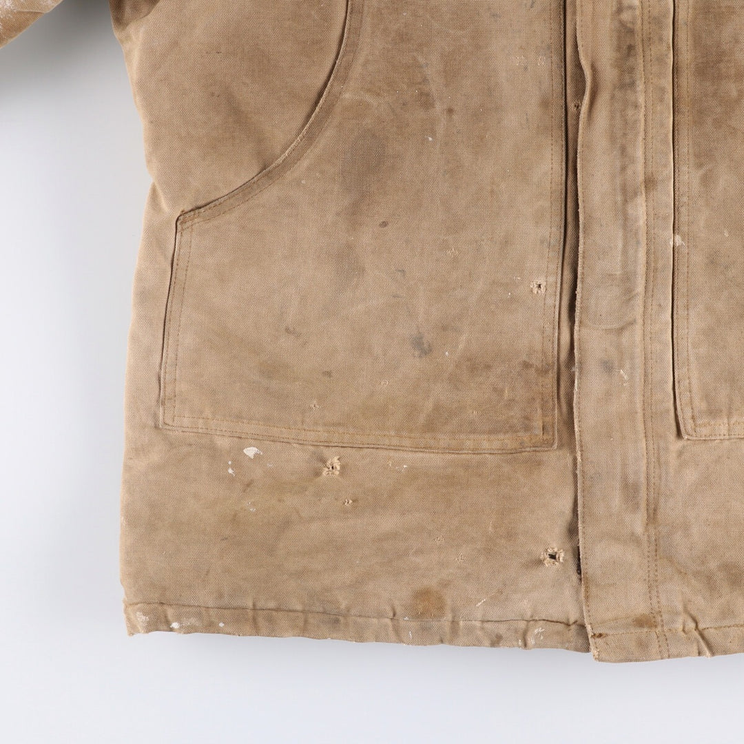 1980'S Carhartt 100th Anniversary Model Padded Traditional Coat Duck Full Zip Parka Men's XL Vintage cotton Beige type Vintage Second Hand