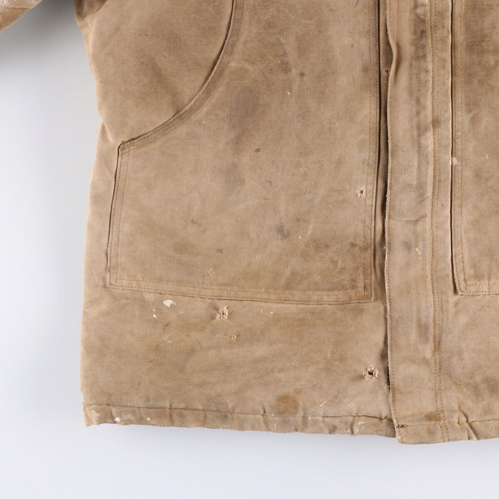 1980'S Carhartt 100th Anniversary Model Padded Traditional Coat Duck Full Zip Parka Men's XL Vintage cotton Beige type Vintage Second Hand