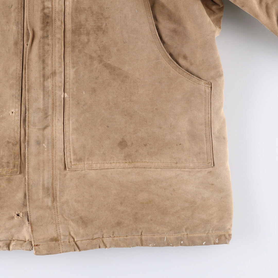 1980'S Carhartt 100th Anniversary Model Padded Traditional Coat Duck Full Zip Parka Men's XL Vintage cotton Beige type Vintage Second Hand