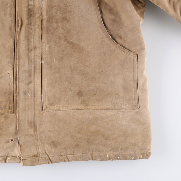 1980'S Carhartt 100th Anniversary Model Padded Traditional Coat Duck Full Zip Parka Men's XL Vintage cotton Beige type Vintage Second Hand