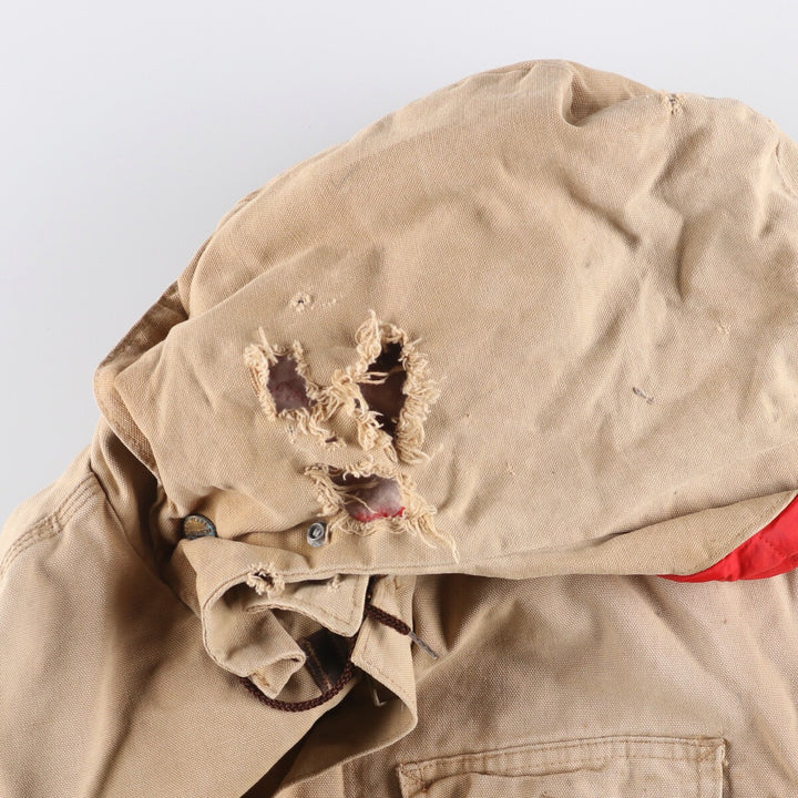 1980'S Carhartt 100th Anniversary Model Padded Traditional Coat Duck Full Zip Parka Men's XL Vintage cotton Beige type Vintage Second Hand