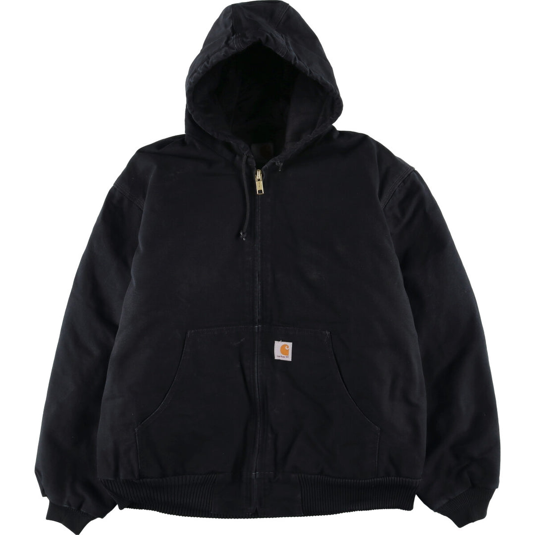 2000'S Carhartt Active Jacket, Padded, Advertising Duck Full Zip Hoodie, Men's XL cotton black type Vintage Second Hand