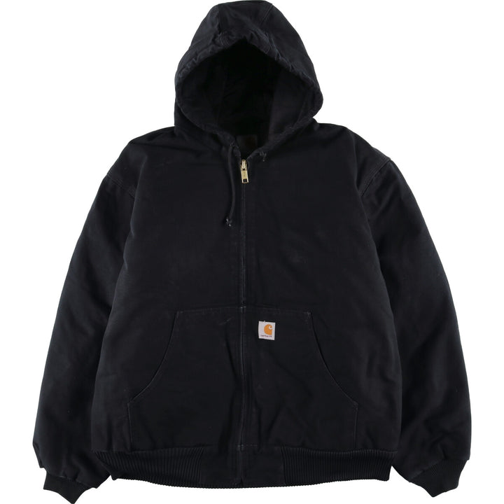 2000'S Carhartt Active Jacket, Padded, Advertising Duck Full Zip Hoodie, Men's XL cotton black type Vintage Second Hand