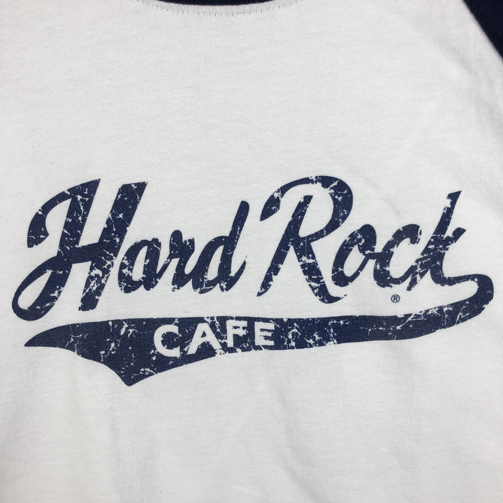 HARD ROCK CAFE Advertising 3/4 Sleeve Raglan T-Shirt, Men's Size L cotton white type Vintage Second Hand