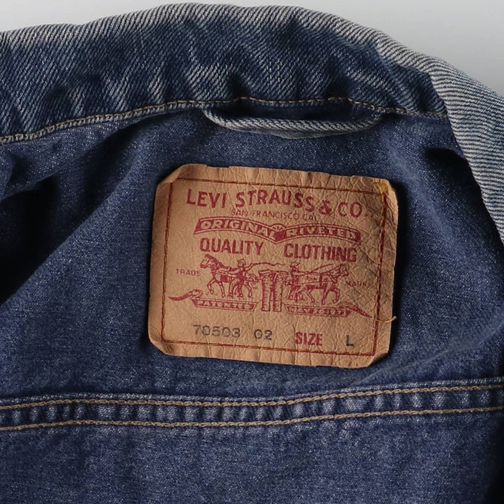 90'S Levi's 70503-0215 Denim Jacket, Men's Size L, Vintage cotton blue type Vintage Second Hand