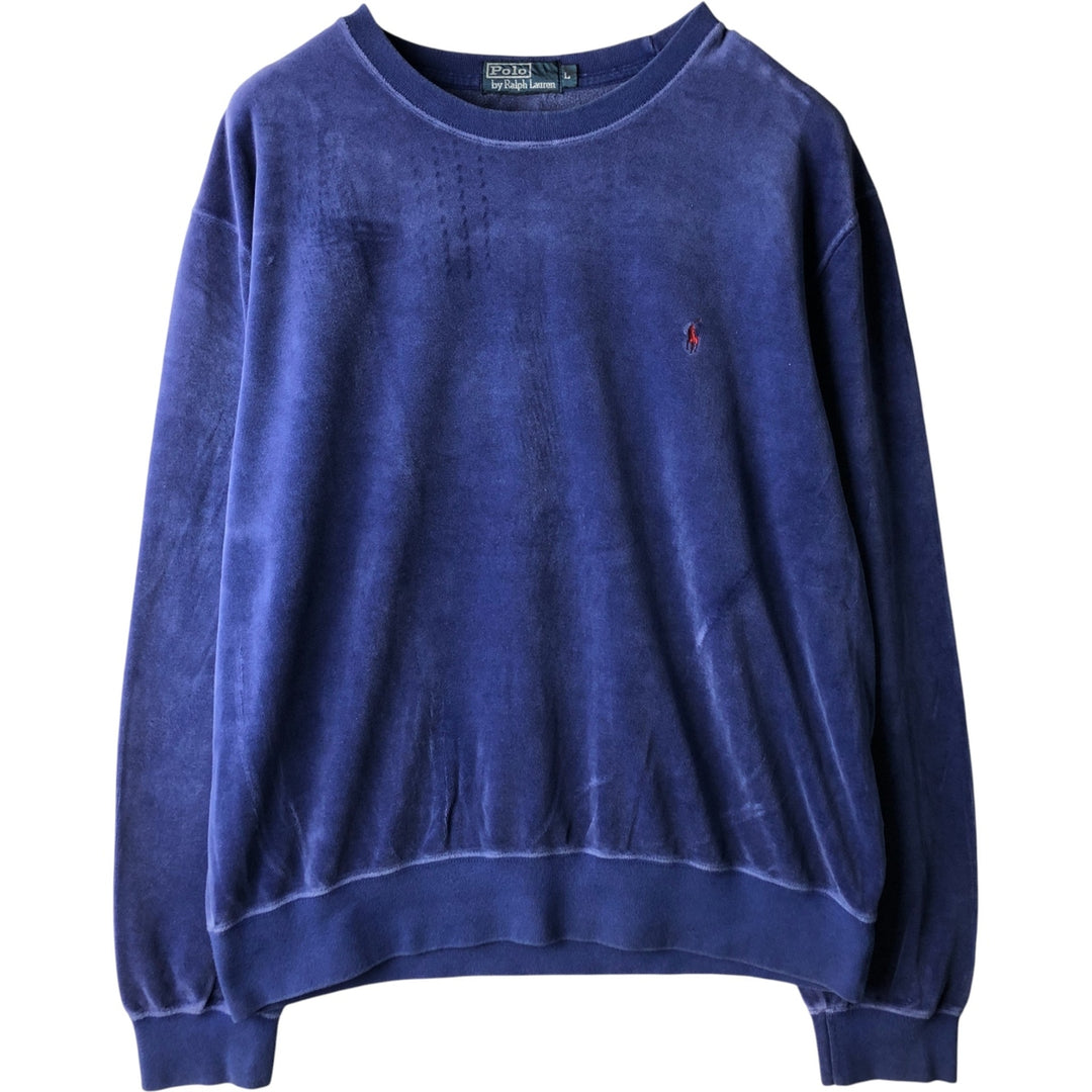 Ralph Lauren POLO by Ralph Lauren One Point Logo Sweatshirt Trainer Men's L size cotton blue type Vintage Second Hand