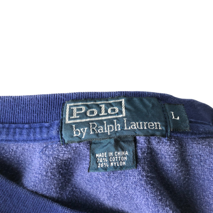 Ralph Lauren POLO by Ralph Lauren One Point Logo Sweatshirt Trainer Men's L size cotton blue type Vintage Second Hand