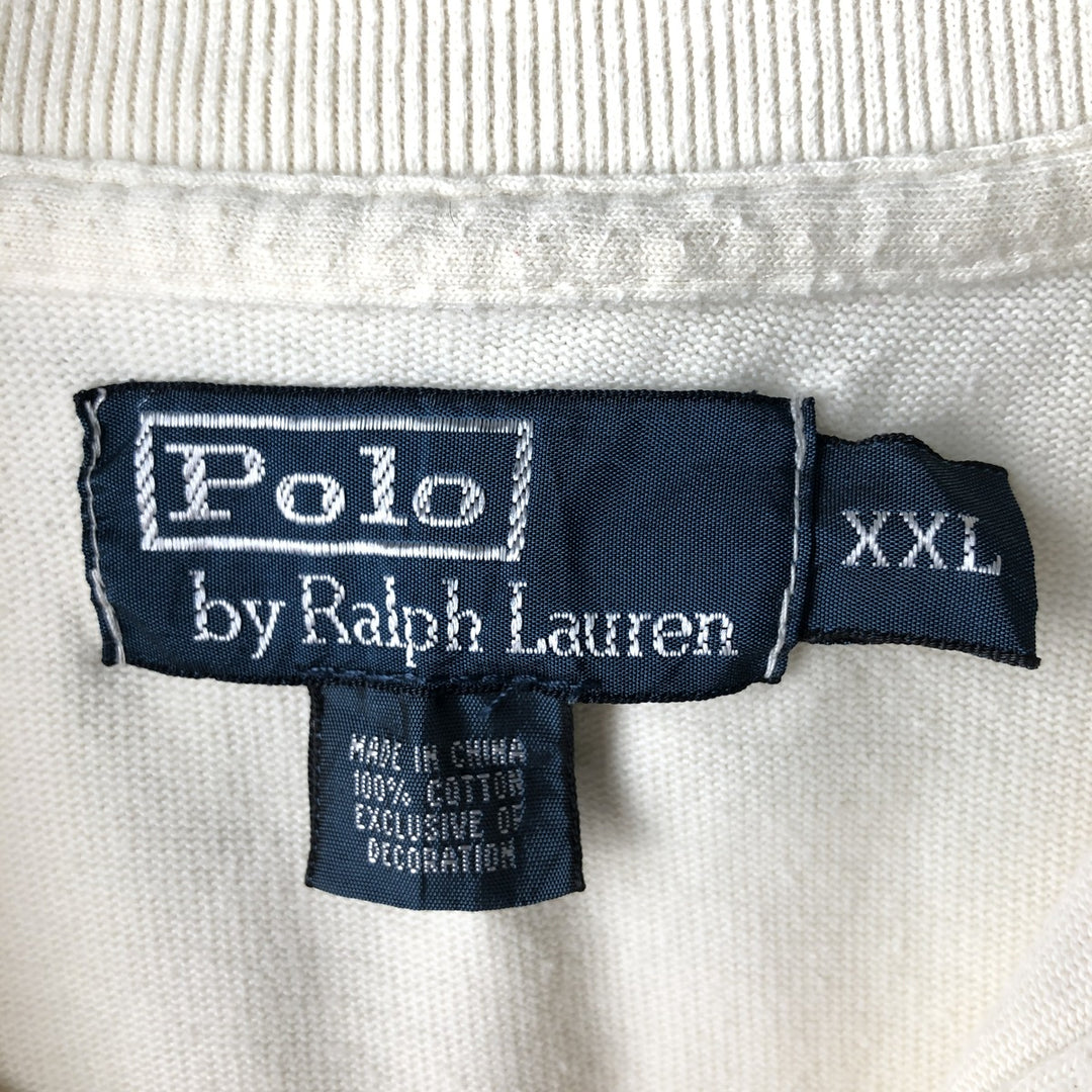 Ralph Lauren POLO by Ralph Lauren Half-button sweatshirt, men's XXL size cotton ivory Vintage Second Hand