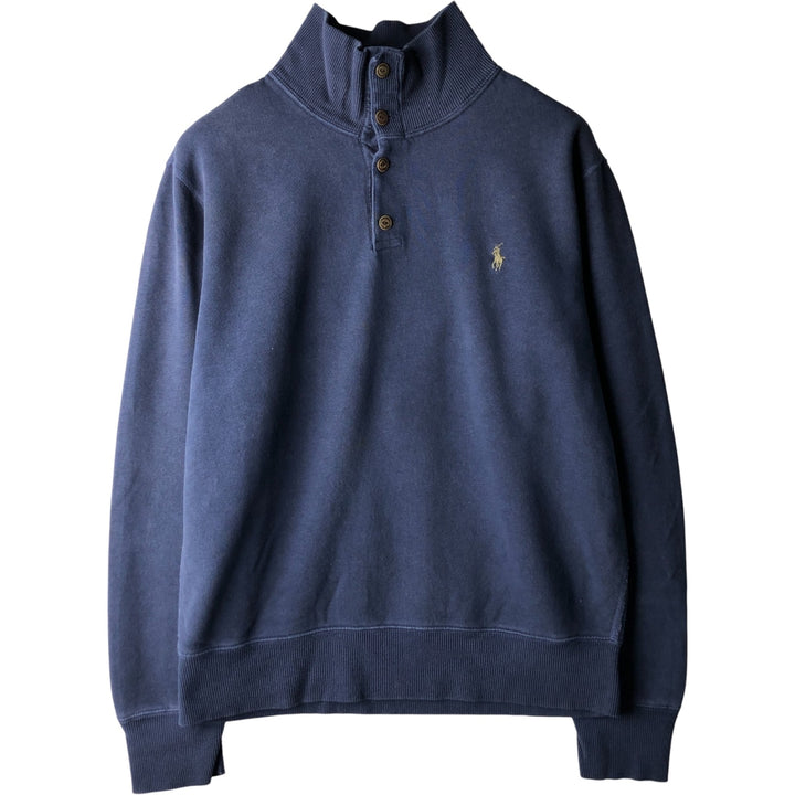 Ralph Lauren POLO by Ralph Lauren Half-button sweatshirt, men's size L cotton navy blue type Vintage Second Hand