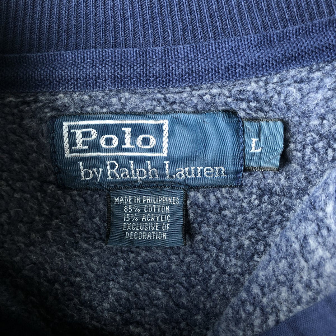 Ralph Lauren POLO by Ralph Lauren Half-button sweatshirt, men's size L cotton navy blue type Vintage Second Hand