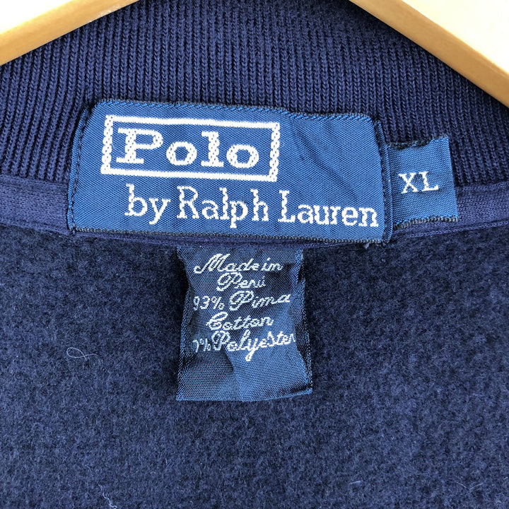 Ralph Lauren POLO by Ralph Lauren full zip sweatshirt, men's XL size cotton navy blue type Vintage Second Hand