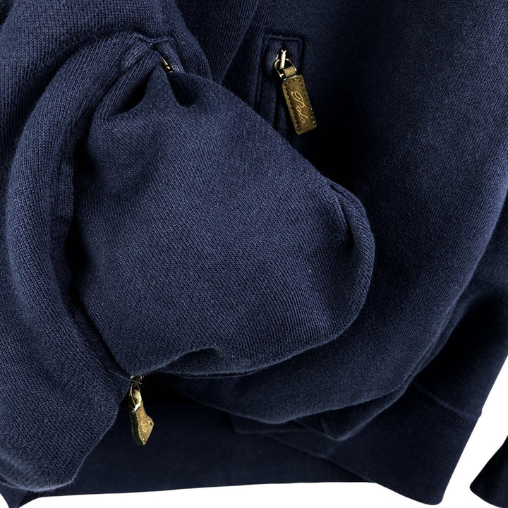 Ralph Lauren POLO by Ralph Lauren full zip sweatshirt, men's XL size cotton navy blue type Vintage Second Hand