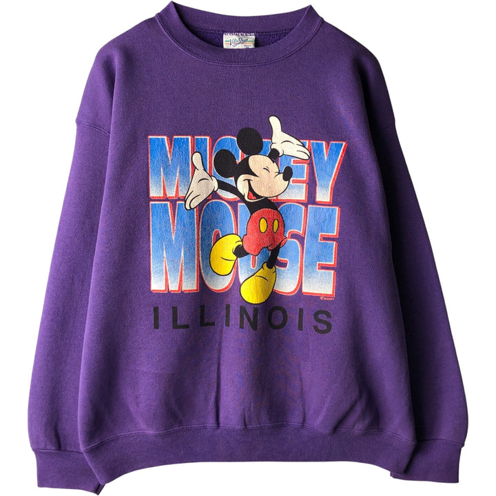 90'S Velva Sheen Mickey Mouse character sweatshirt, Made in USA, Men's XL, Vintage cotton purple type Vintage Second Hand