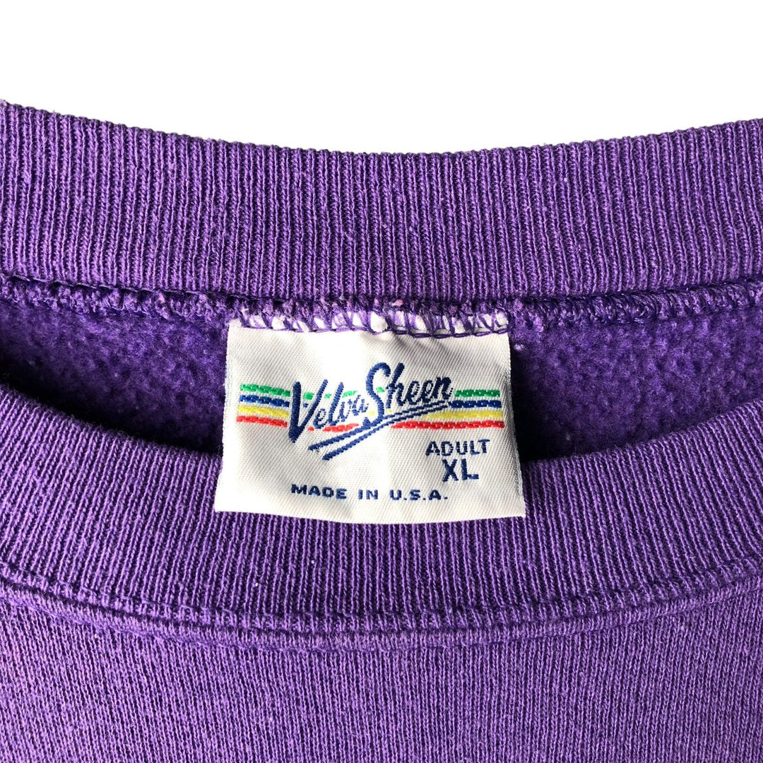 90'S Velva Sheen Mickey Mouse character sweatshirt, Made in USA, Men's XL, Vintage cotton purple type Vintage Second Hand