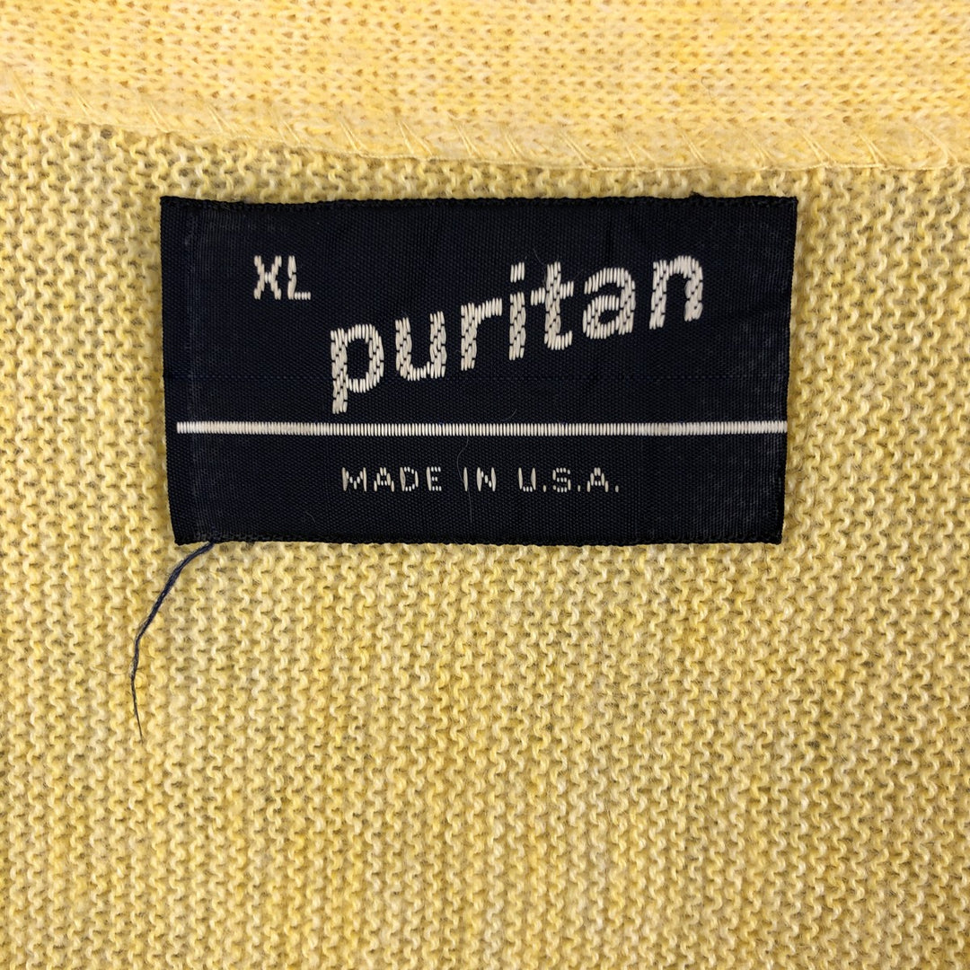 Puritan Acrylic Knit Cardigan, Made in USA, Men's XL unclear yellow type Vintage Second Hand
