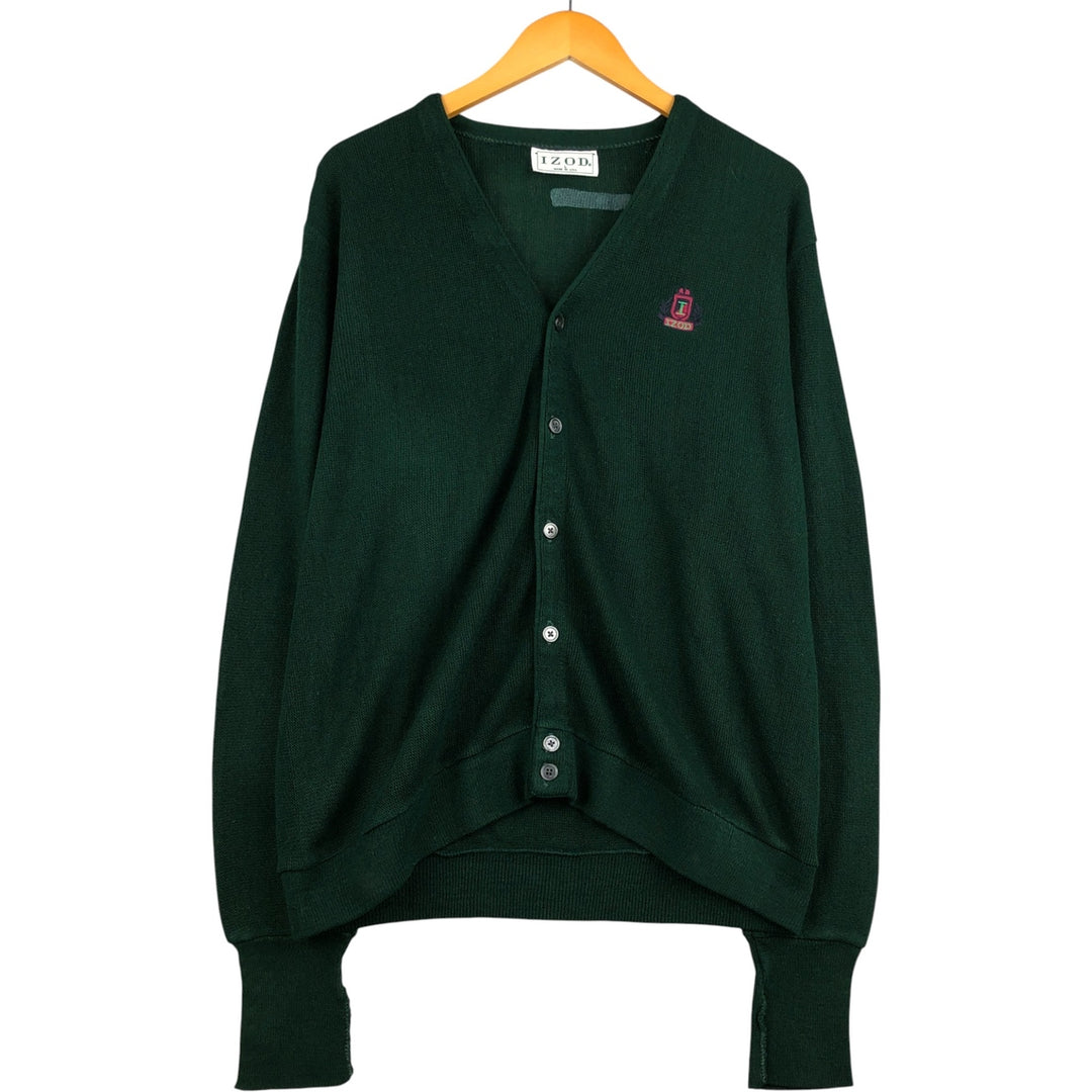 90'S IZOD acrylic knit cardigan, made in the USA, men's size L, vintage unclear Green type dark green Vintage Second Hand