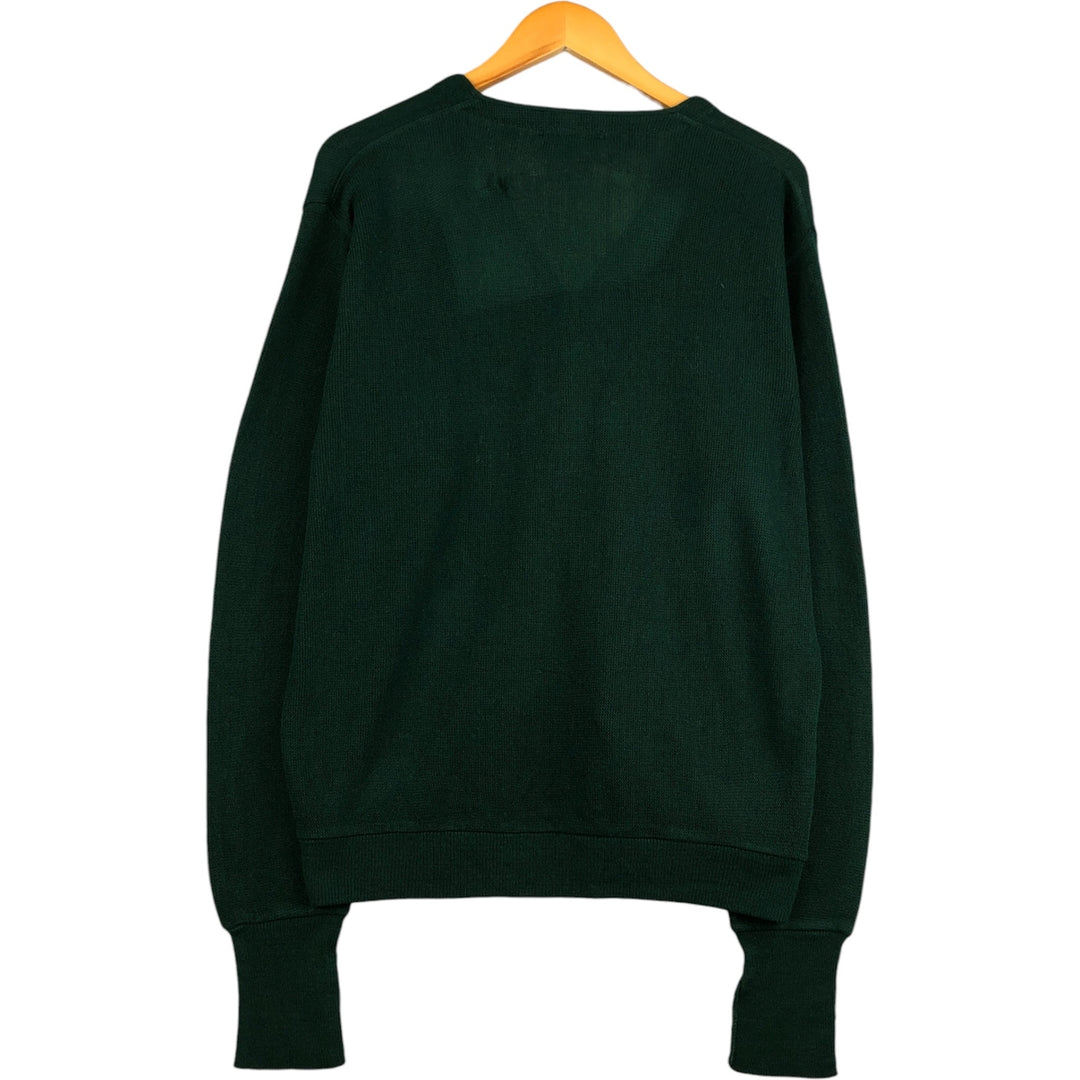 90'S IZOD acrylic knit cardigan, made in the USA, men's size L, vintage unclear Green type dark green Vintage Second Hand
