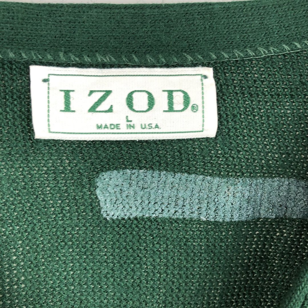 90'S IZOD acrylic knit cardigan, made in the USA, men's size L, vintage unclear Green type dark green Vintage Second Hand