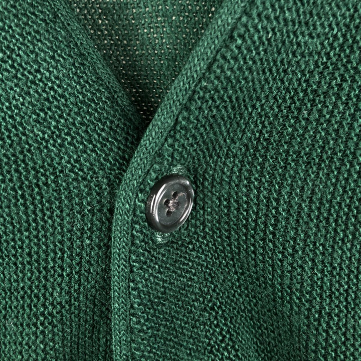 90'S IZOD acrylic knit cardigan, made in the USA, men's size L, vintage unclear Green type dark green Vintage Second Hand