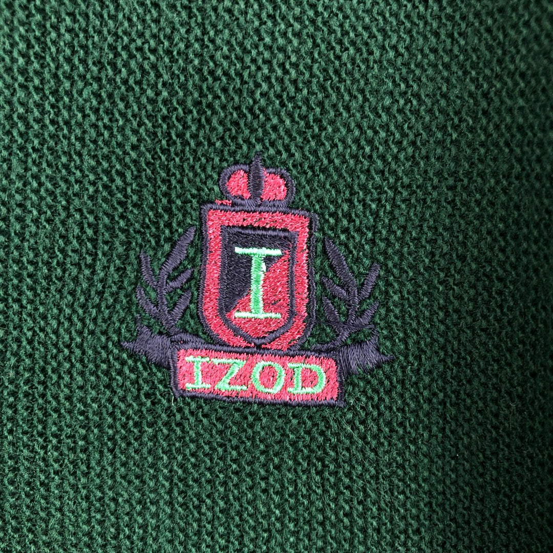 90'S IZOD acrylic knit cardigan, made in the USA, men's size L, vintage unclear Green type dark green Vintage Second Hand