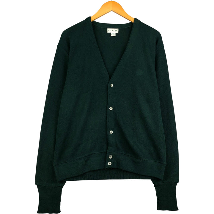 90'S IZOD acrylic knit cardigan, made in the USA, men's size M, vintage acrylic Green type dark green Vintage Second Hand