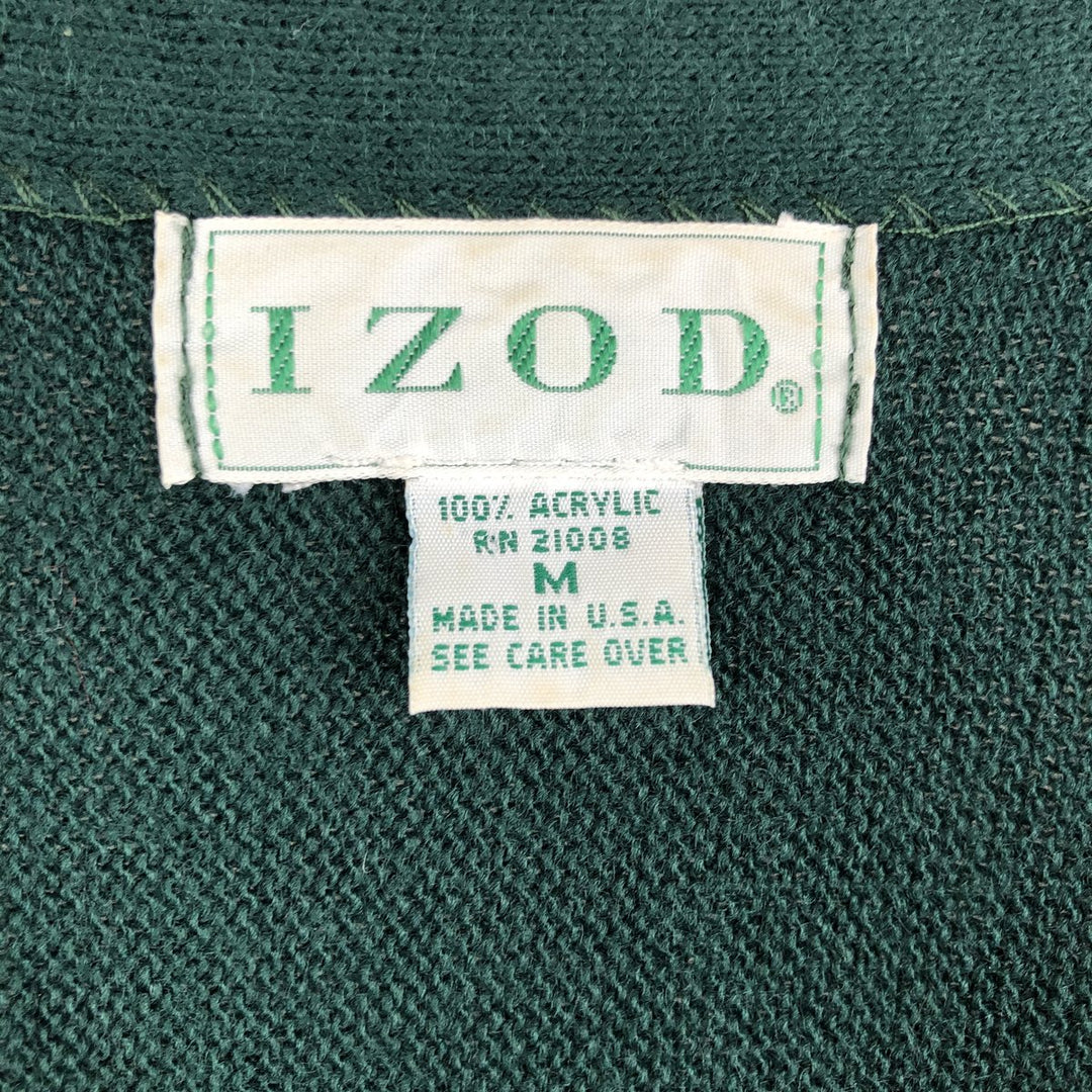 90'S IZOD acrylic knit cardigan, made in the USA, men's size M, vintage acrylic Green type dark green Vintage Second Hand