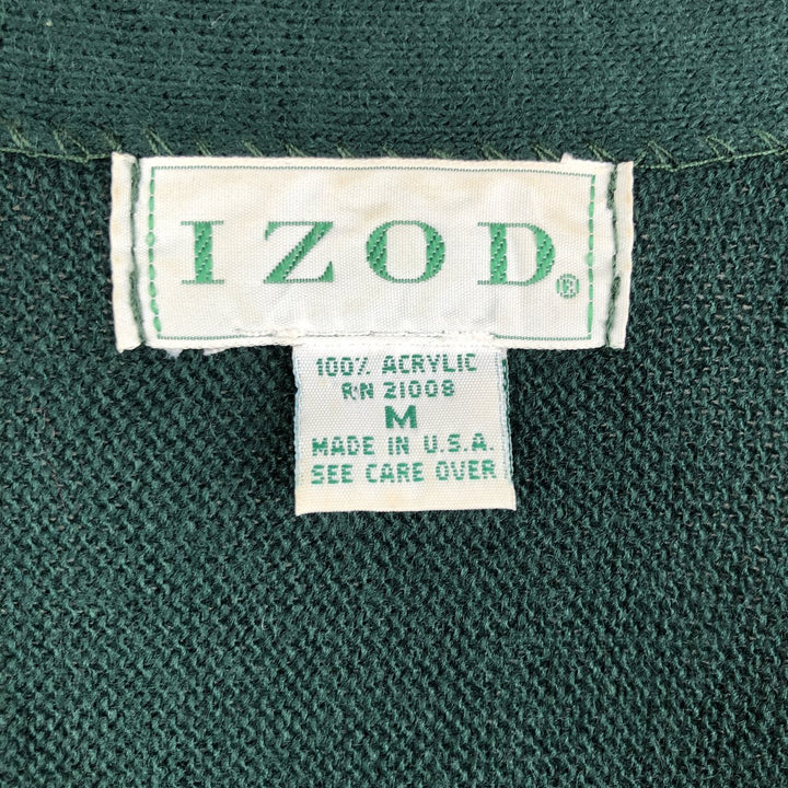90'S IZOD acrylic knit cardigan, made in the USA, men's size M, vintage acrylic Green type dark green Vintage Second Hand